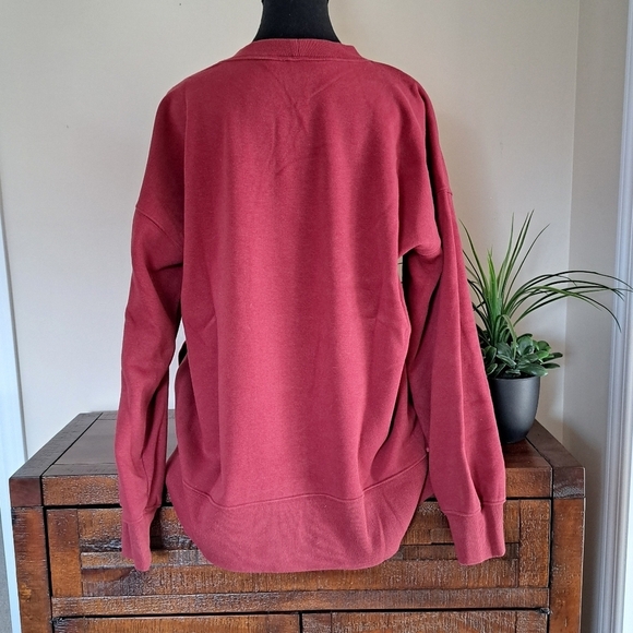 Kirkland Signature Sweatshirt Crewneck Cozy Fleece Lined Burgandy Large - Picture 5 of 11